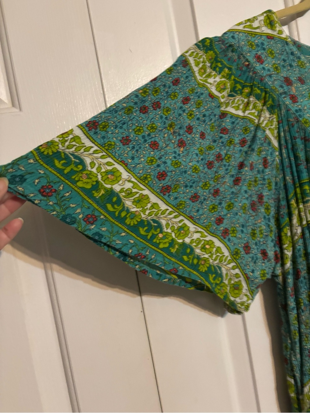Saybury Boho Muu Muu medium Oversized Teal Green Floral Midi Dress - Picture 7 of 7
